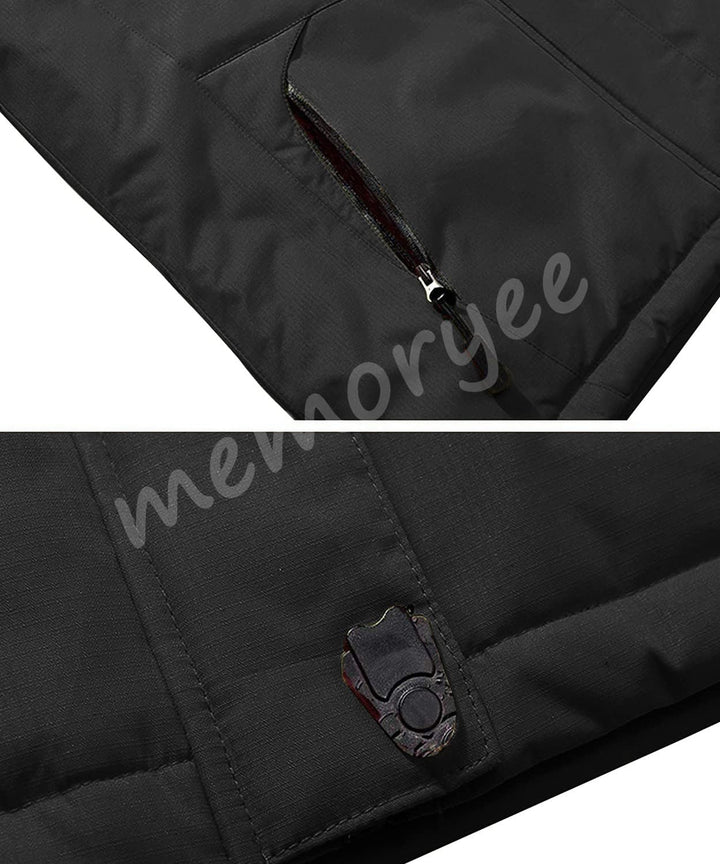 Memoryee Herren Ski Jacke Warmer Gefüttert Winter Fleece Mantel Wasserdichter mit Abnehmbarer Kapuze
