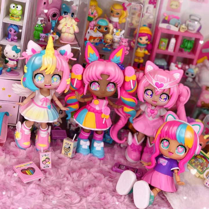 BANDAI - Animakii Cyberpunk und Gamerin - Set Personalisierbare Puppen - 1 Puppe, 4 Gesichter, 2 Fri