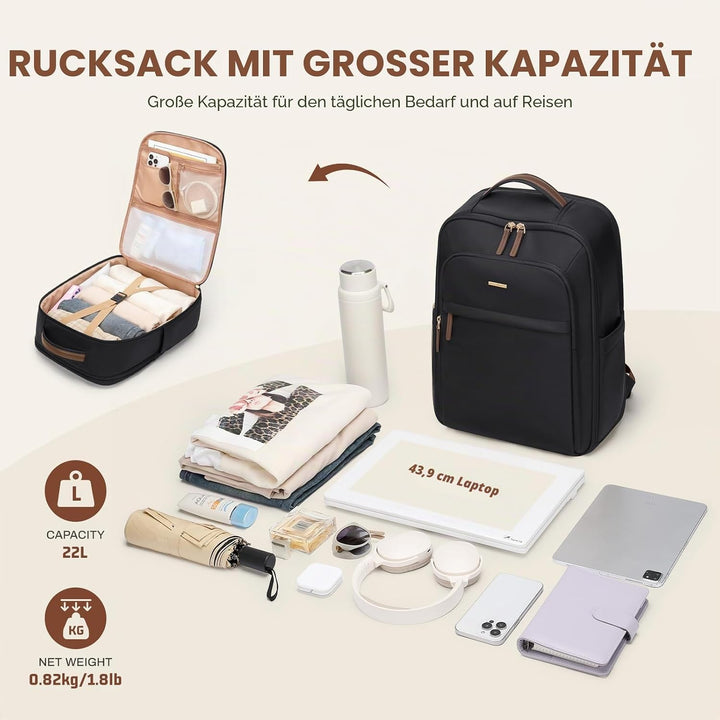 Reiserucksack für Damen und Herren,Handgepäck Laptop Rucksack 17.3 Zoll, Gross Schultasche Travrl Ba
