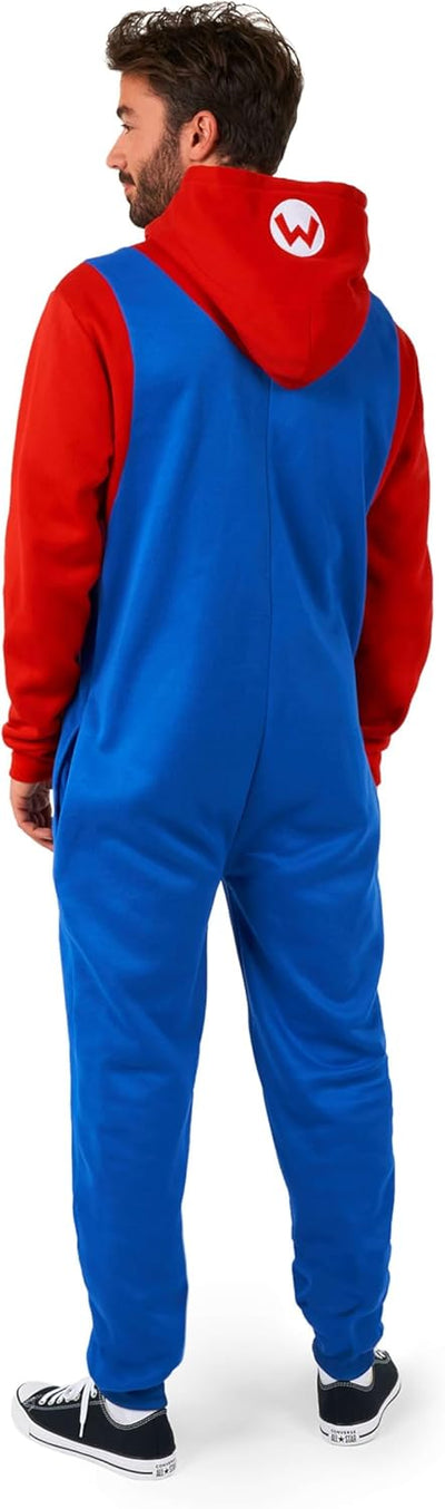 Opposuits Mario Onesie für Erwachsene, Unisex, Einteiler, Nintendo Super Mario, lockere Passform, in