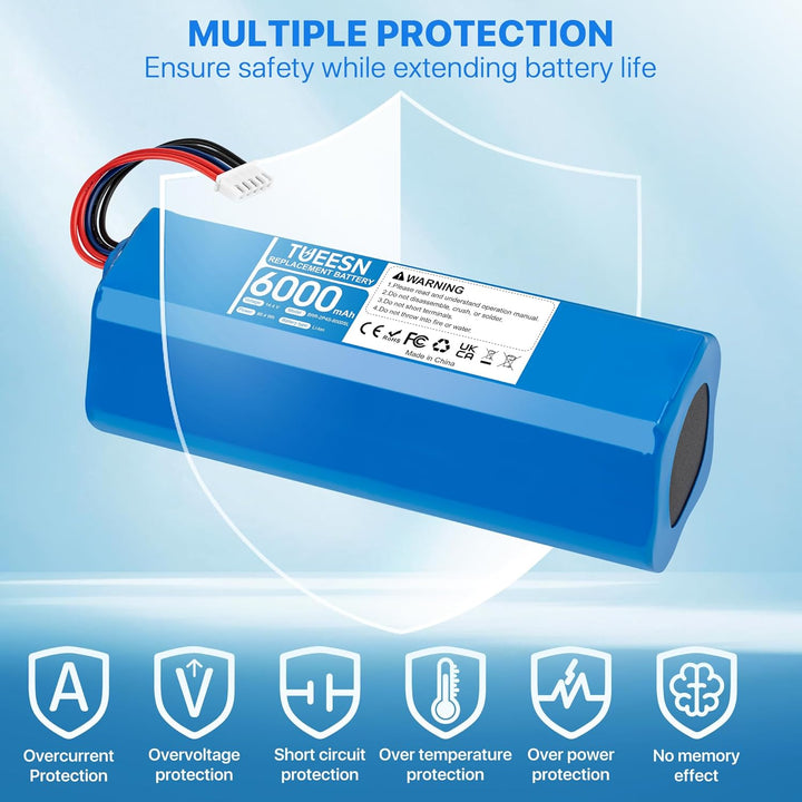 14,4V 6000mAh Li-ion Ersatzakku für Ecovacs T9 T9+ Aivi, Deebot T10 T10+，Ecovacs Deebot X1 Omni/Plus