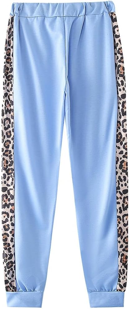 amropi Traingsanzug Damen Jogginganzug Leopard Kapuzenpullover Lange Ärmel Top + Hose Sportanzug 2 S
