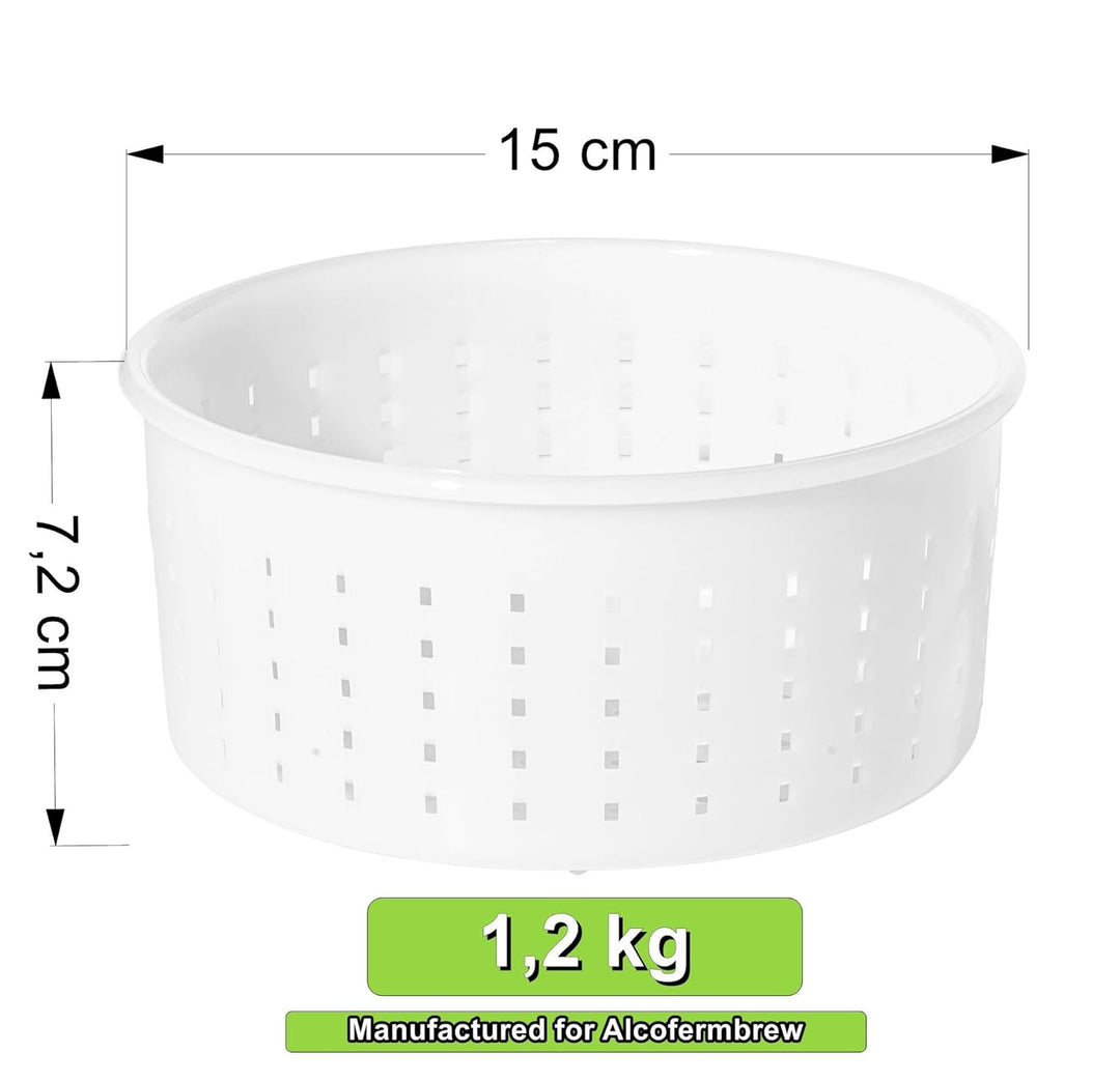 3 x Käseform 15x7.2cm - 1.2kg - Caciotta – Käseformen | Korb | Käseherstellung | Lab