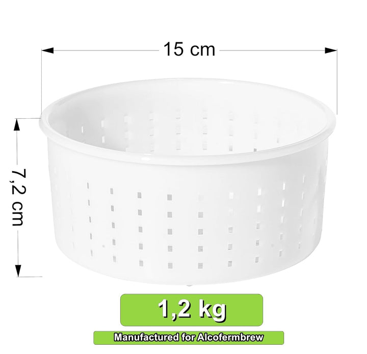 3 x Käseform 15x7.2cm - 1.2kg - Caciotta – Käseformen | Korb | Käseherstellung | Lab