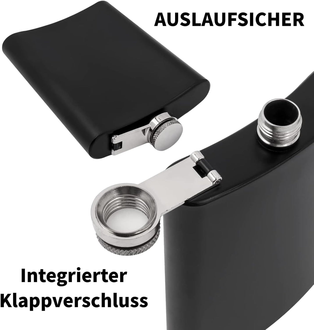 12 Stück Edelstahl Flachmann für Männer, 8 oz/ 220 ml Tragbarer Taschenflachmann, Edelstahl Auslaufs