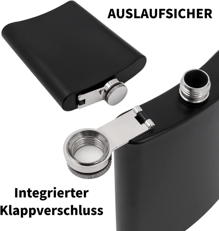 12 Stück Edelstahl Flachmann für Männer, 8 oz/ 220 ml Tragbarer Taschenflachmann, Edelstahl Auslaufs