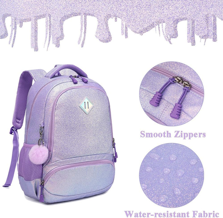 Kimwadalh Schultaschen Kinder Mädchen Rucksack Glitzer Kinerrucksack Schultaschen Set Bunte Schulruc