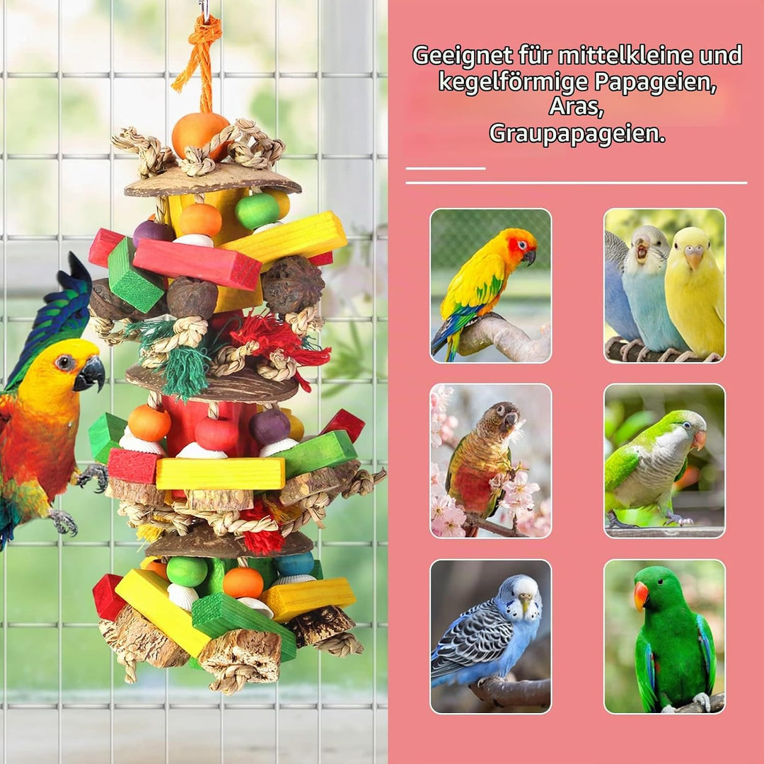 Papageienspielzeug Wellensittich Spielzeug und Zubehör, Kauspielzeug für Vogelkäfig Zubehör mit Natü