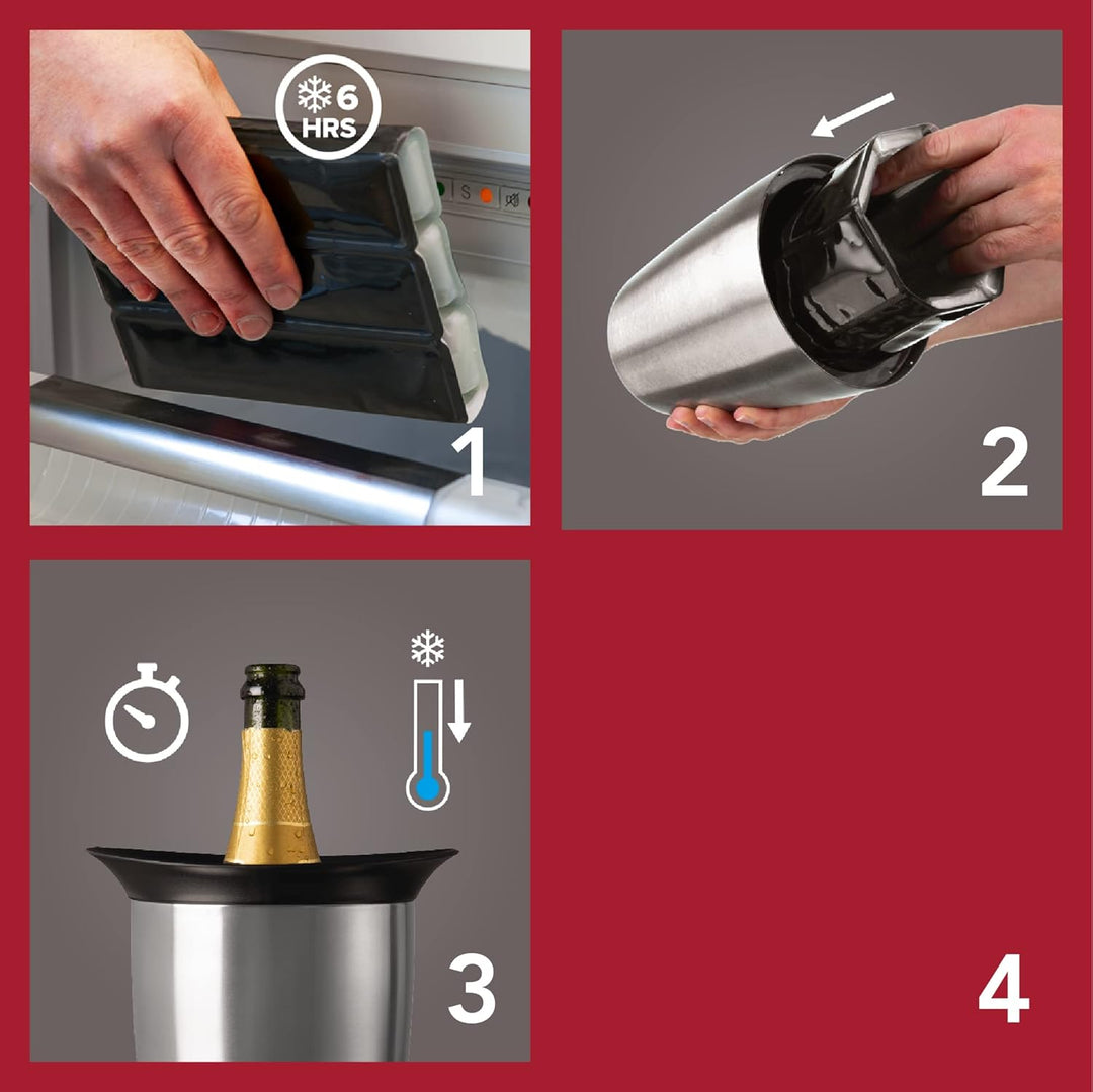 Vacu Vin Champagne Cooler – Active Bottle Chiller – Includes Removable Cooling Sleeve – Keeps Champa