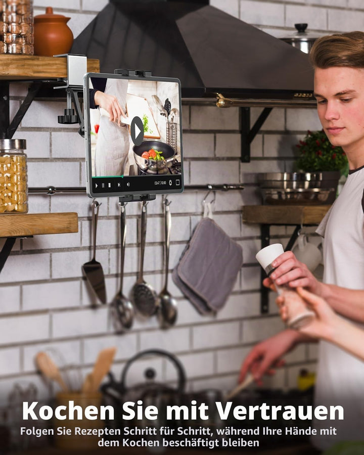 Oilcan Unterschrank Tablet Halterung Handyhalter, Küche Unterbau Tablet Halter mit Verstellbarer Met