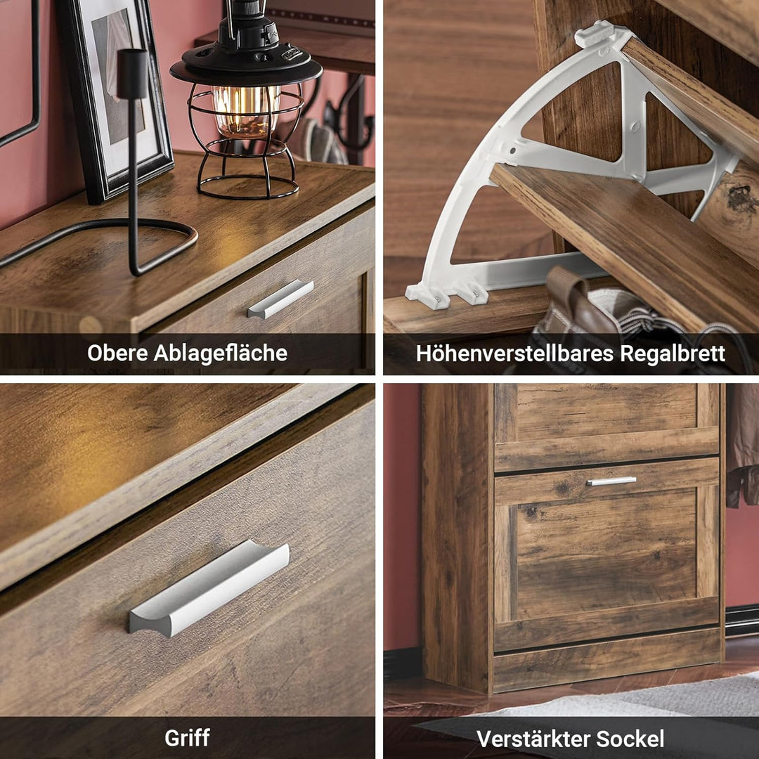 SoBuy Schuhschrank schmal Schuhkipper mit 3 Klappen – Platzsparendes Schuhregal geschlossen mit höhe