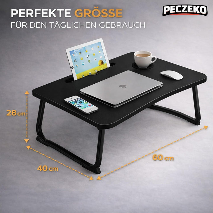 Laptoptisch Klappbar – Laptopständer mit Tablet-Halter, Frühstückstablett aus Holz, Tisch für Sofa u
