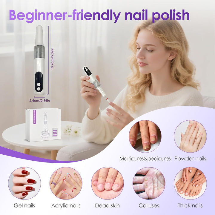 Kabellos Tragbar Nagelfräser,12 in 1 Elektrische Nagelfeile Maniküre Pediküreset mit Ladestation&amp;Nag