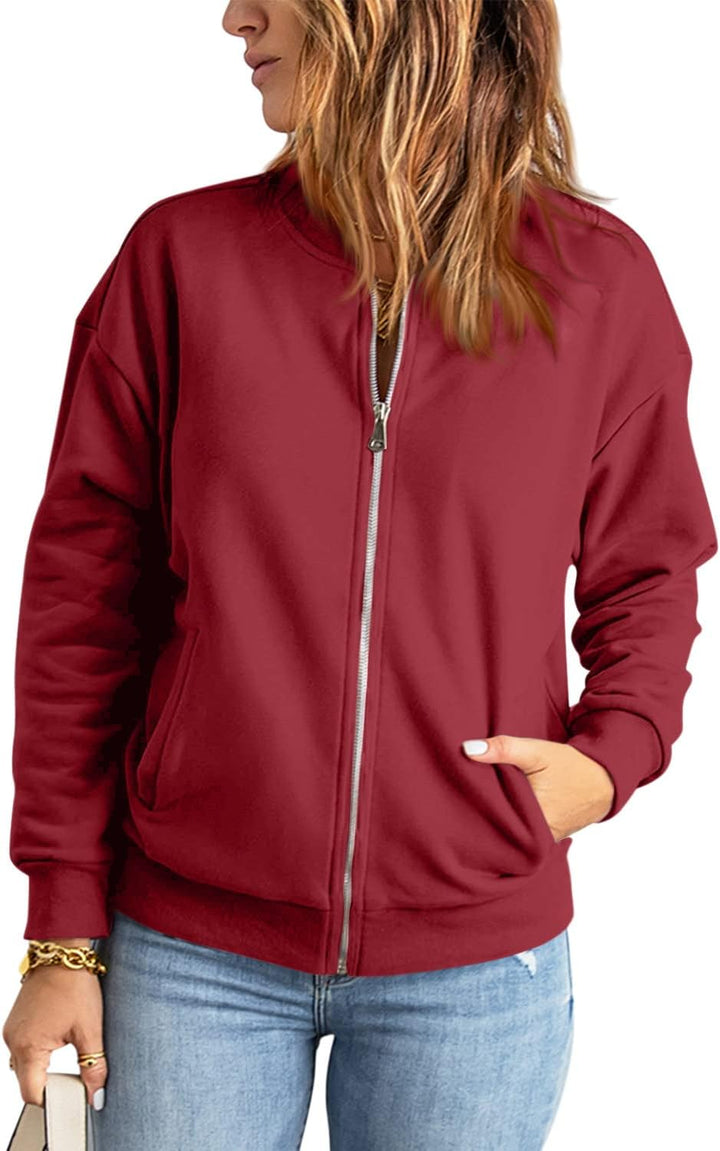 GeGekoko Zip Sweatshirt Damen übergrosse Jacket Sweatshirt Einfarbige Loose Langarm Tops Oberteile m