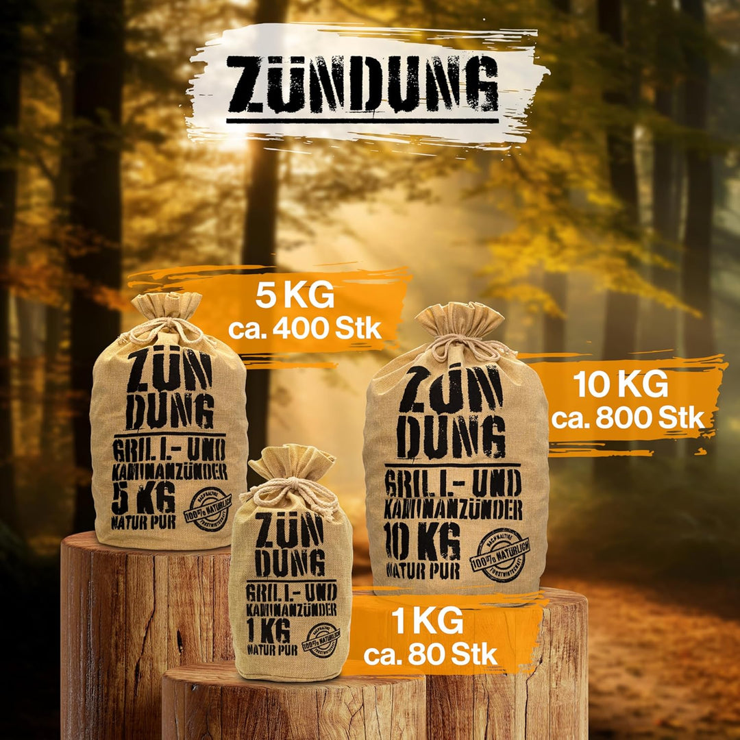 ZÜNDUNG Grill- und Kaminanzünder 10 kg Holzwolle Wachs, 100% nachhaltige Bio Grillanzünder Holzwolle