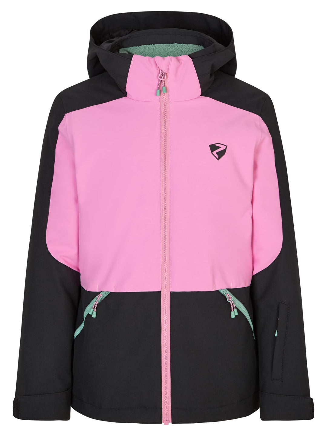 Ziener Mädchen Amely Ski-Jacke, Winterjacke | wasserdicht, winddicht, warm (1er Pack) 128 Schwarz, 1