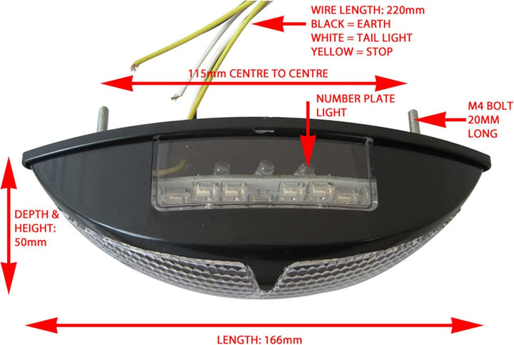 Alchemy Parts Motorrad Massgefertigt Schwarz Universal LED hinter Stop Rücklicht