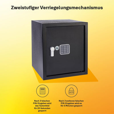 Yale Elektronischer Tresor - Gross - YSV/390/DB2 - Standardsicherheit - Schwarz Black Large New Vers