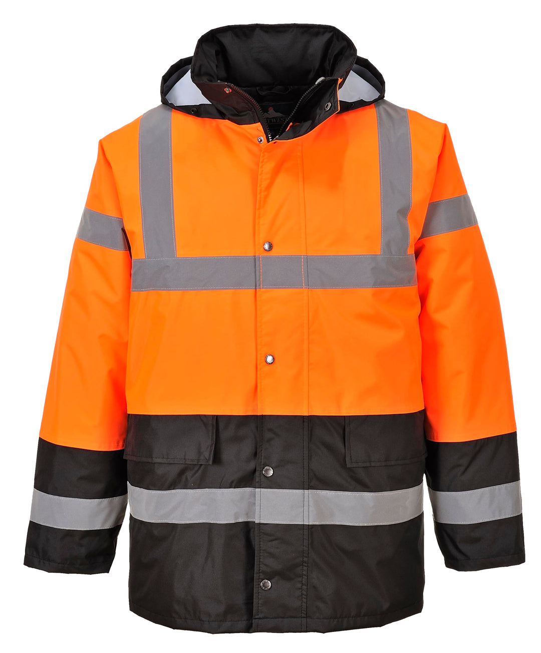 Portwest Zweifarbige Warnschutz-Verkehrs-Jacke, Grösse: S, Farbe: Orange/Schwarz, S467OBRS S ORBK, S