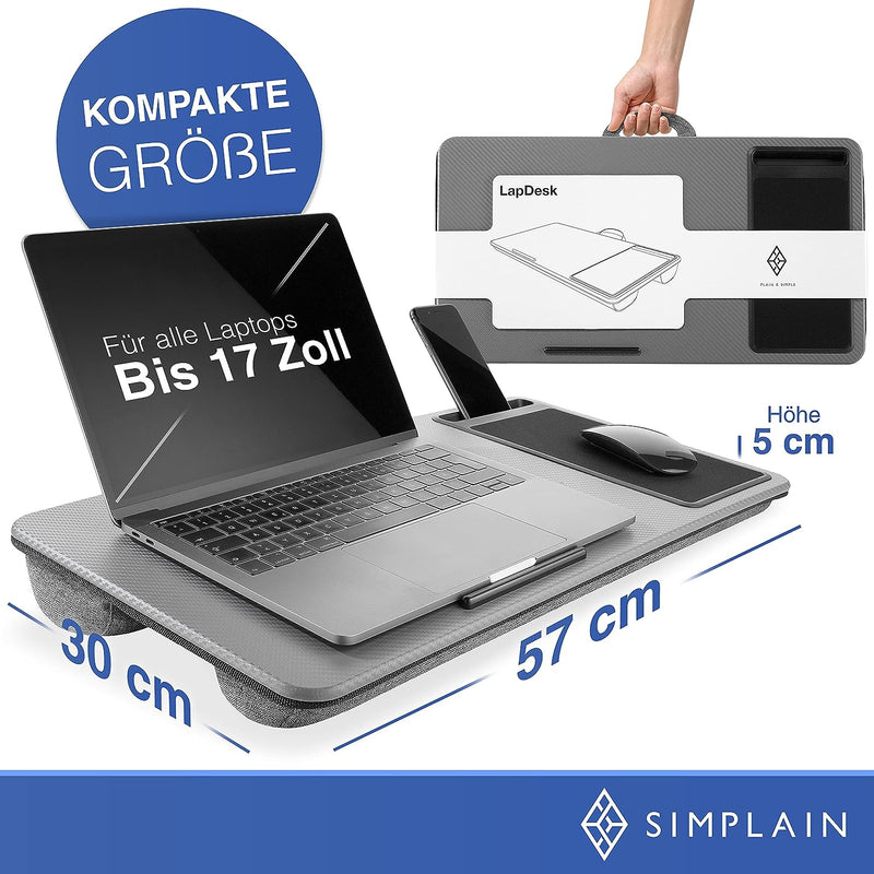 Simplain Laptopkissen, optimal für Arbeiten ausserhalb des Bettes Grau, Grau