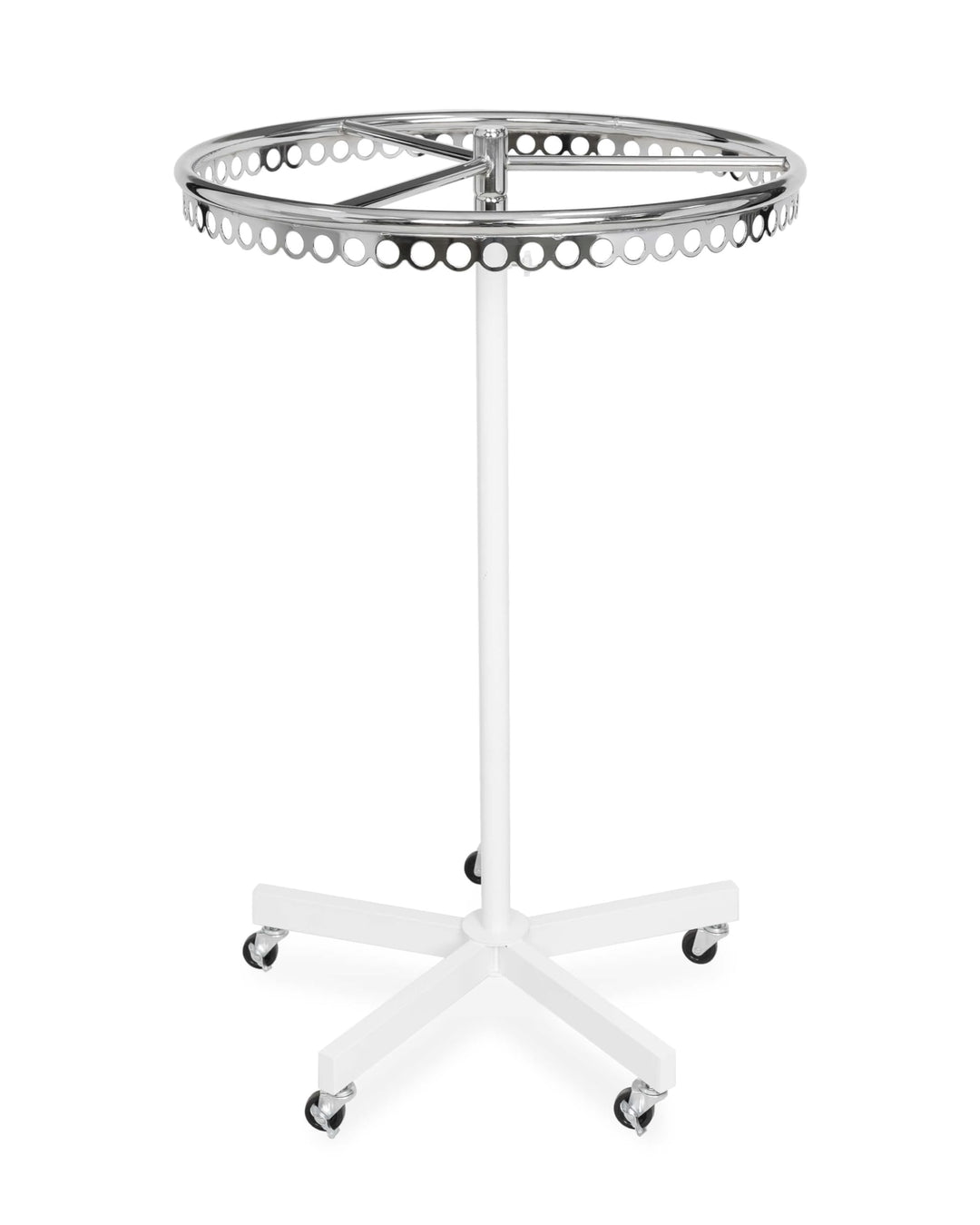 Rollbarer Rundständer Ringständer Kleiderständer höhenverstellbar stabiler 5 Stern Fuss weiss lackie