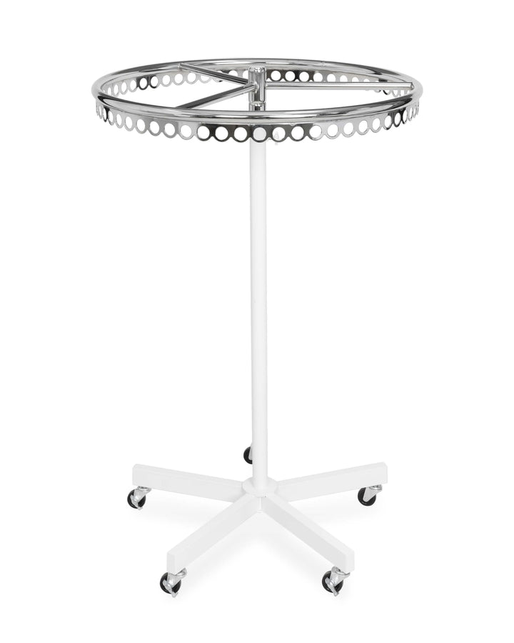 Rollbarer Rundständer Ringständer Kleiderständer höhenverstellbar stabiler 5 Stern Fuss weiss lackie
