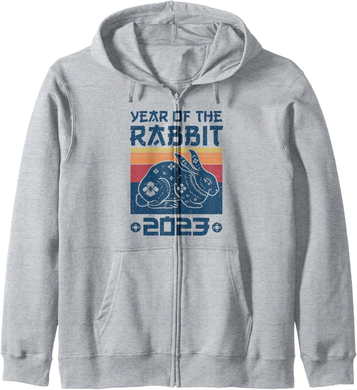 Vintage Year Of Rabbit 2023 | Chinesische Neujahrsdekoration Kapuzenjacke