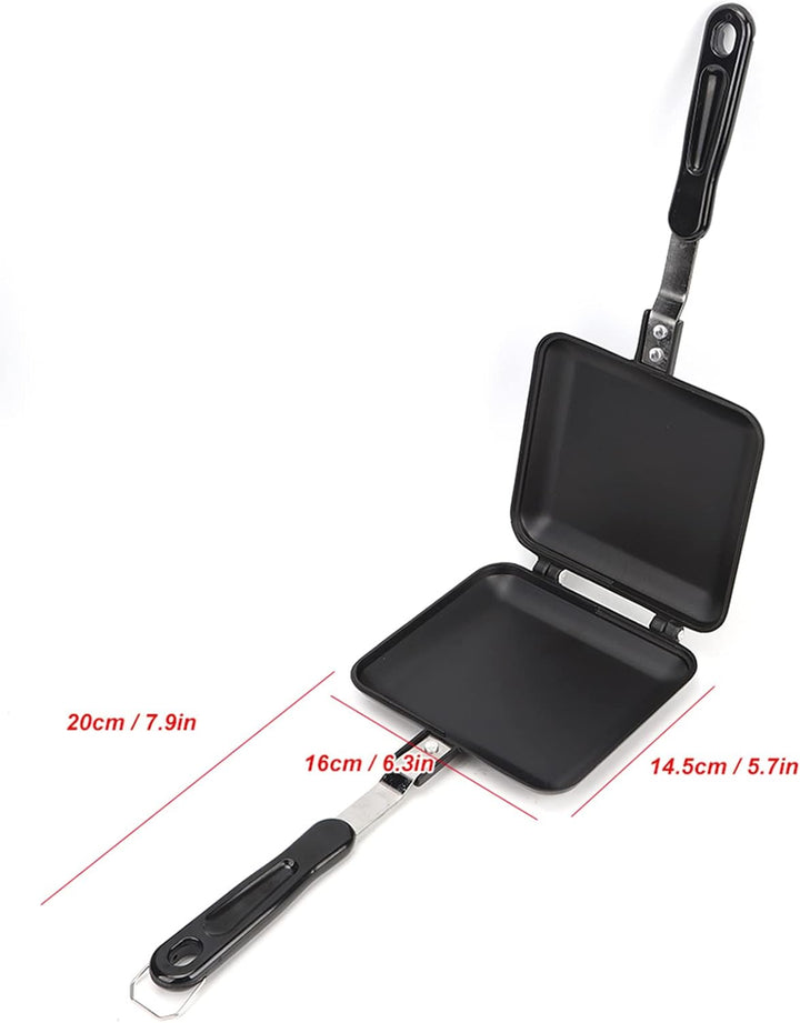 16 x 14 cm quadratische Bratpfanne Doppelseitiger Sandwichmaker Antihaft Kochpfanne Pfannkuchenpfann