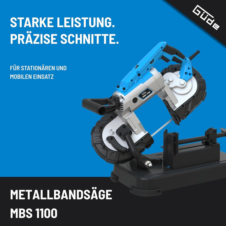 Güde Metallbandsäge MBS 1100 (1100 W, abnehmbarer Arbeitstisch (stationären &amp; mobilen Einsatz), Band