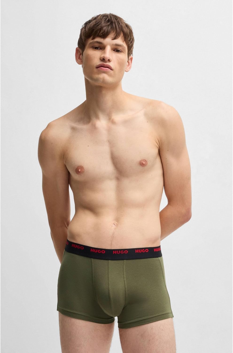 HUGO Herren Trunk Five Pack Fünfer-Pack eng anliegende Boxershorts aus Stretch-Baumwolle mit kurzem