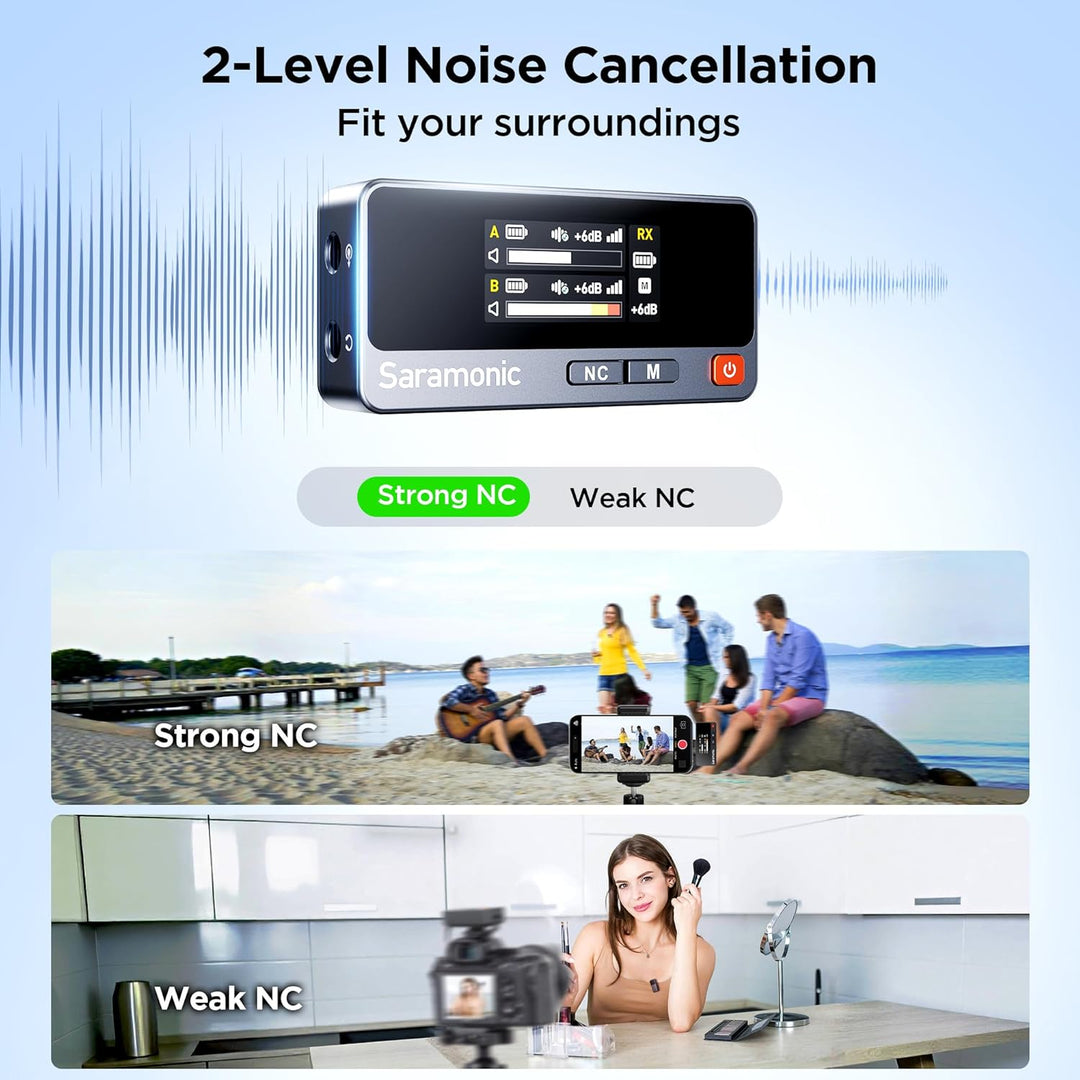 Saramonic Air Wirelss Lavalier Mikrofon Handy (2 Sender, 1 USB-C Empfänger, Ladeschale), 48H Akku, M
