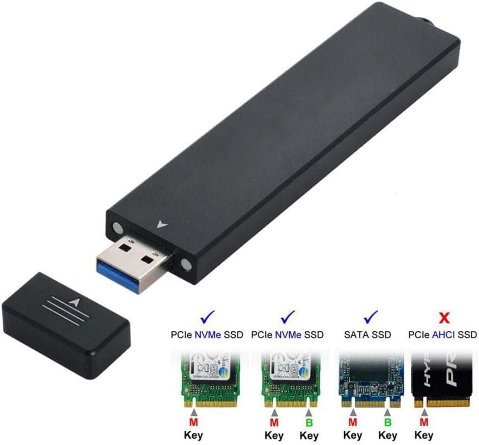 CY M.2 auf USB 3.1 Adapter,NVME M-Key M.2 NGFF SATA SSD auf USB 3.0 Type A Konverter Adapter RTL9210