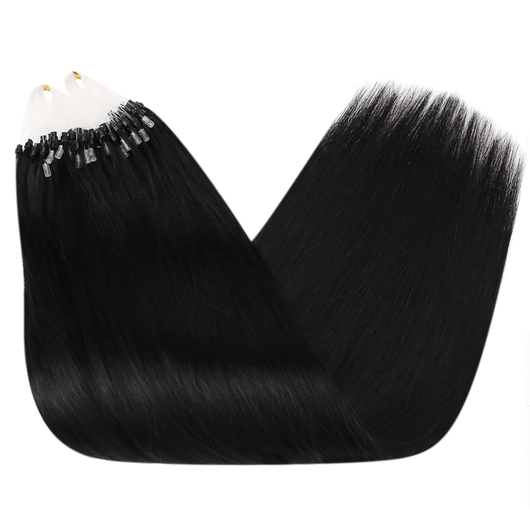 Ugeat Microring Extensions Echthaar Schwarz Haarverlängerung Echthaar Microring Schwarz Extensions E
