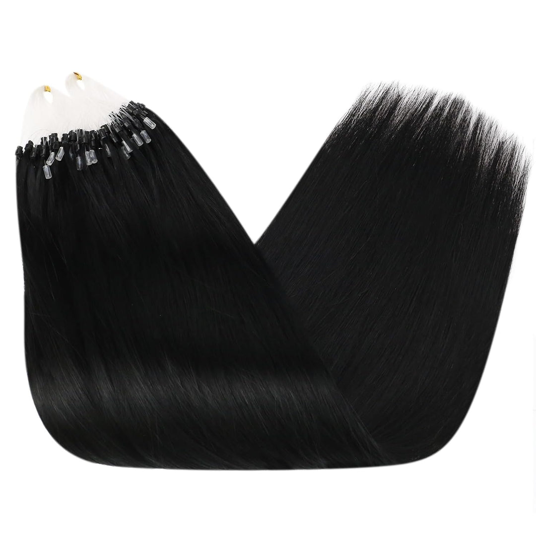 Ugeat Microring Extensions Echthaar Schwarz Haarverlängerung Echthaar Microring Schwarz Extensions E