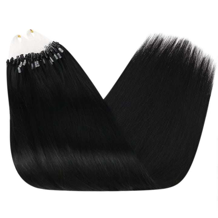 Ugeat Microring Extensions Echthaar Schwarz Haarverlängerung Echthaar Microring Schwarz Extensions E