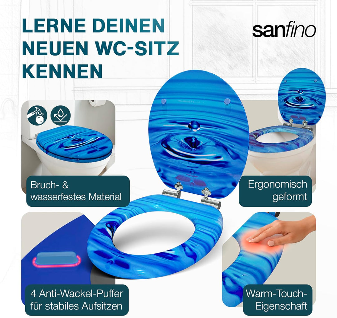Premium WC Sitz mit Absenkautomatik – hochwertige Toilettendeckel aus Holz, viele bunte Motive, hohe