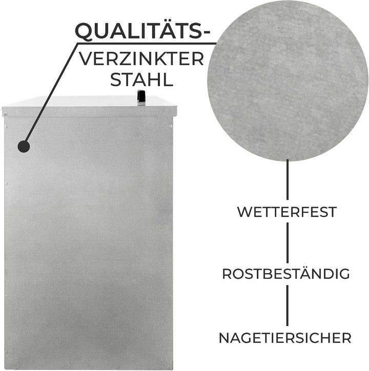 Kohleeimer Kohlebunker Kohlebehälter 150kg 300L Verzinkter Stahl Erhöhter Sockel Verstärkungsstange