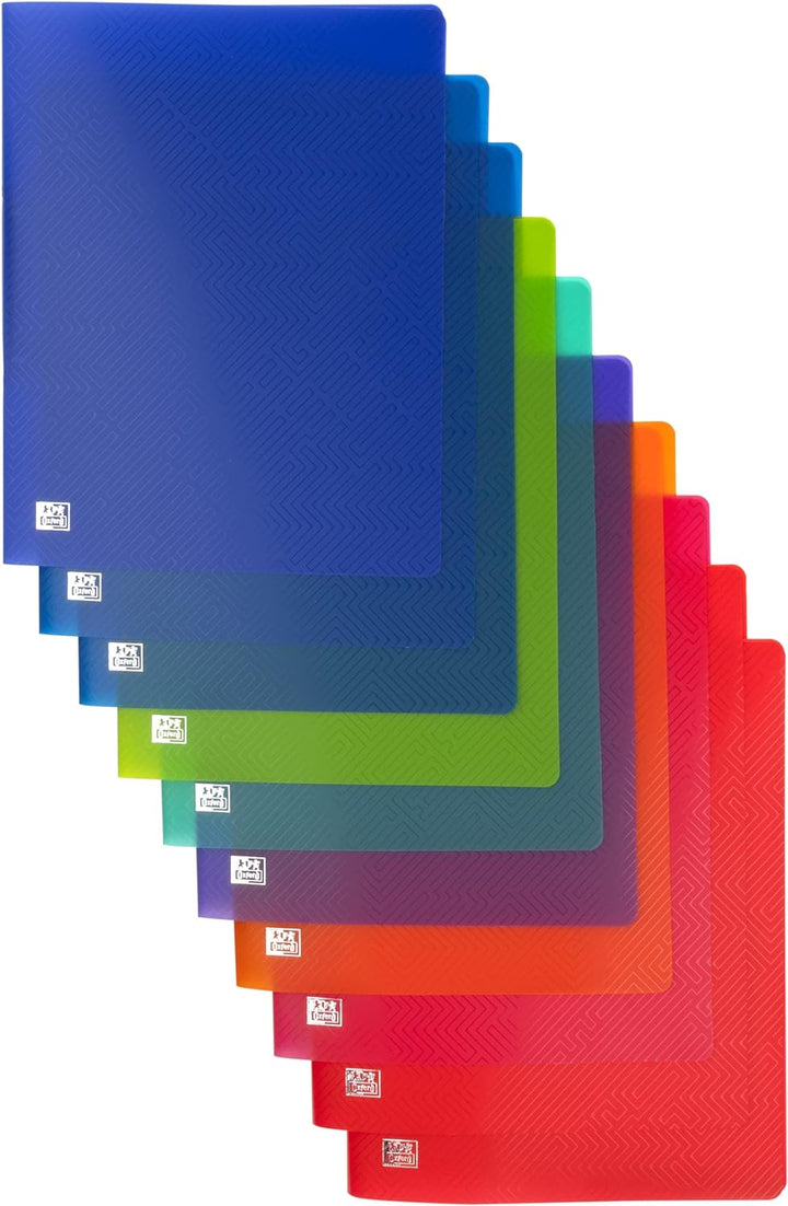 Oxford Ringbuch A4, Rückenbreite 2 cm, 2 Ringe, Kunststoff, 8 Farben, 10 Stück, 8 Farben
