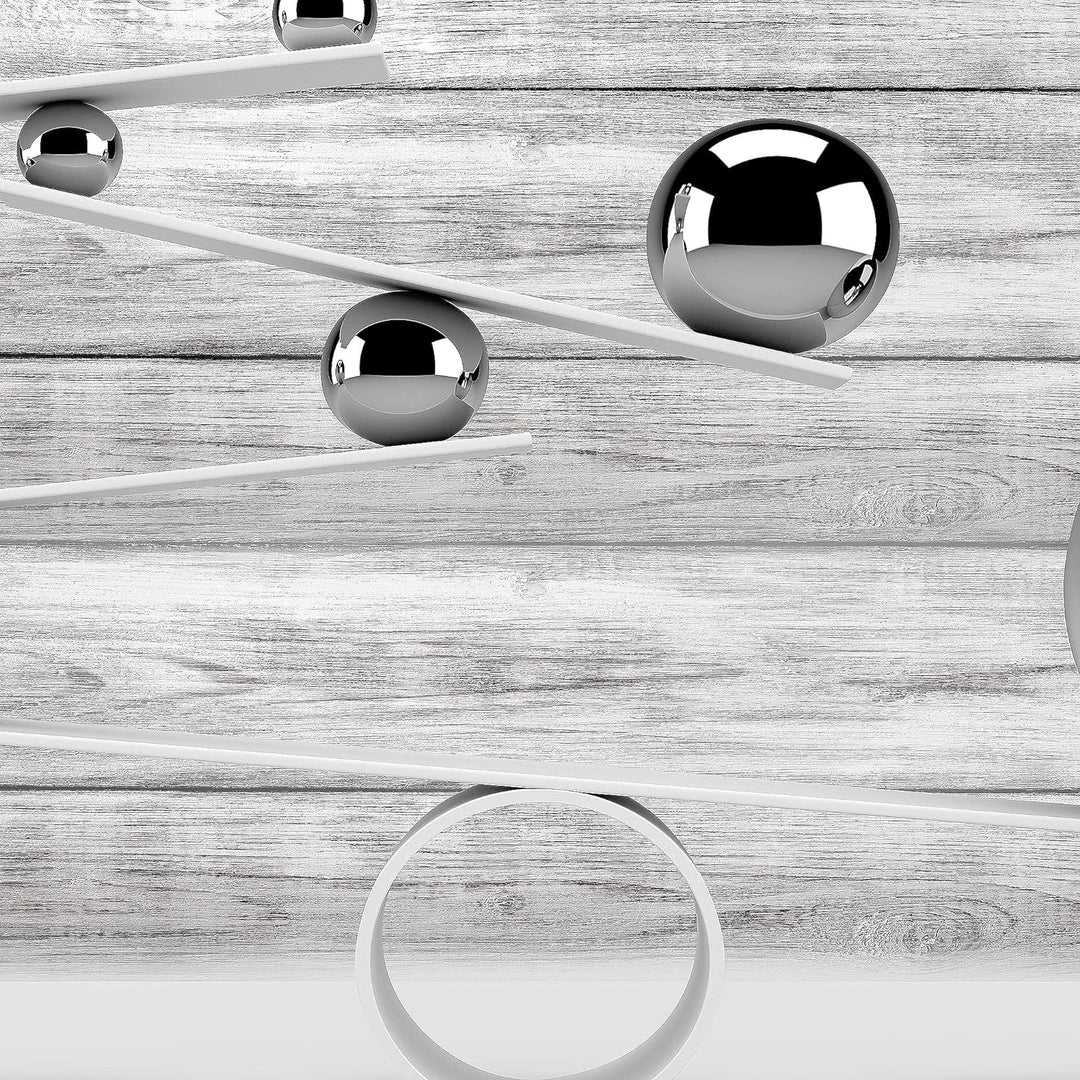 Runa Art Wandbilder 3D Kugeln 5 Teilig Bild auf Vlies Leinwand Deko Wohnzimmer Abstrakt Illusion Gra