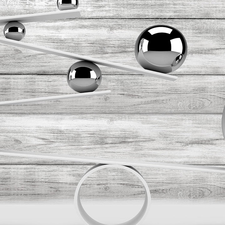 Runa Art Wandbilder 3D Kugeln 5 Teilig Bild auf Vlies Leinwand Deko Wohnzimmer Abstrakt Illusion Gra