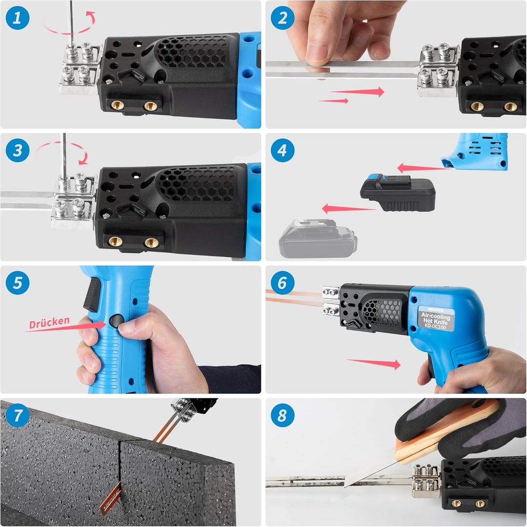 MINOVA Styroporschneider Styrocutter Pro Elektrischer Heissschneider für Stoffe und Seile inklusive