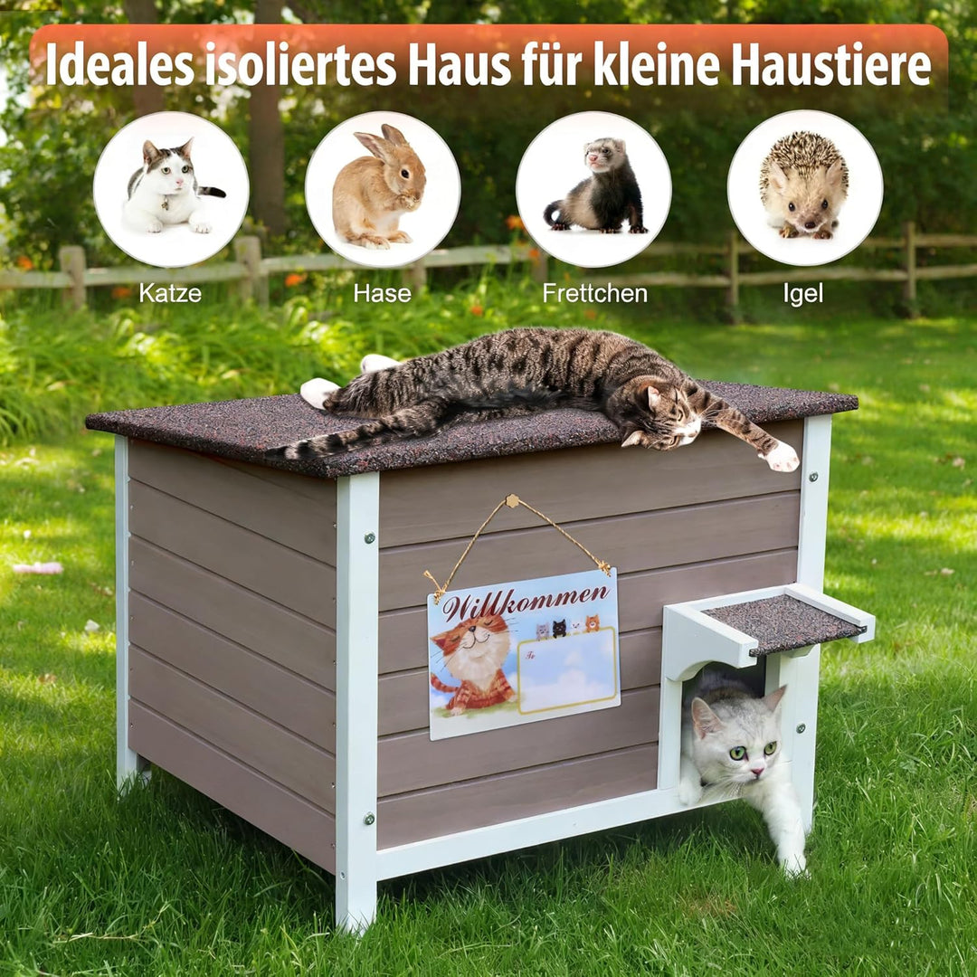HiCaptain 100% Vollisoliert Katzenhaus mit 6-Seiten Schaum,Wetterfeste Katzenhütte draussen für mehr