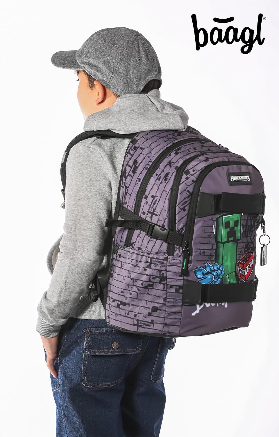 Baagl Schulrucksack für Jungen Mädchen Teenager - Skateboard Rucksack - Kinderrucksack mit Laptopfac