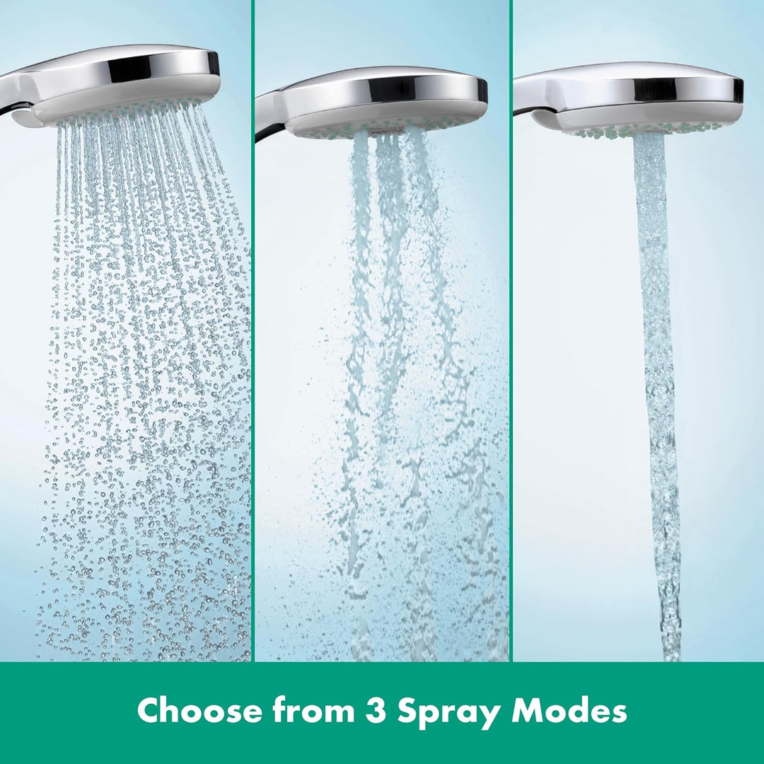 hansgrohe wassersparender Duschkopf Croma 100, Sparduschkopf, Duschbrause, 3 Strahlarten, Chrom 3 wa