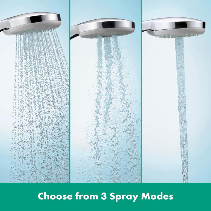 hansgrohe wassersparender Duschkopf Croma 100, Sparduschkopf, Duschbrause, 3 Strahlarten, Chrom 3 wa