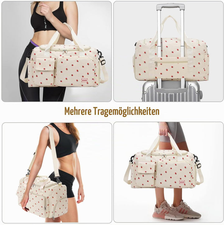 Ghope Sporttasche Reisetasche Mädchen Damen mit Schuhfach und Nassfach, Schwimmtasche Badetasche Tee