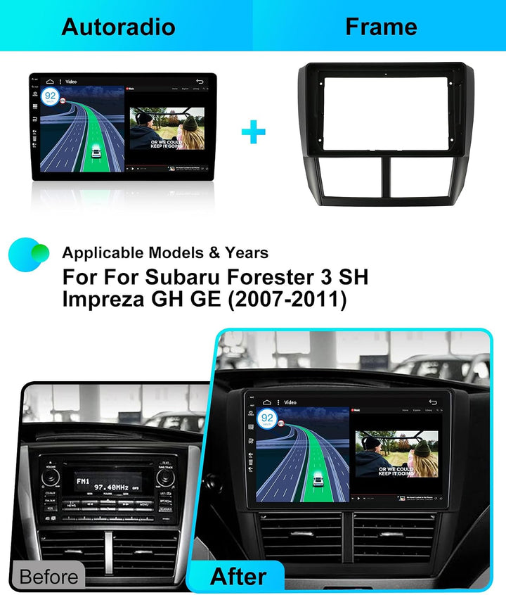 Android 15 IPS Autoradio für Subaru Forester/Impreza 2007-2012 GPS Radio - Eingebautes CarPlay Andro