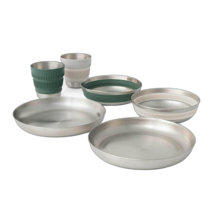 Sea to Summit Detour Stainless Steel Collapsible Dinnerware Set 2P 6-teilig - Geschirrset green-grey