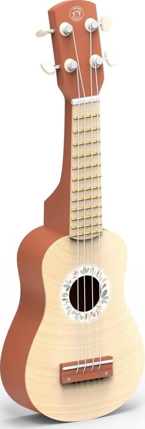 Speedy Monkey 695004 Ukulele, Holz-Instrument für Kinder, viersaitiges Musikinstrument aus Nylon, Gr
