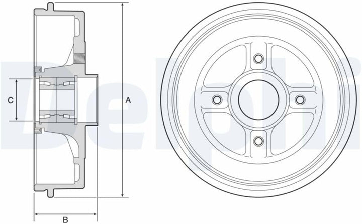 Delphi Bremstrommel Radtrommel Trommelbremse Hinterachse BFR595